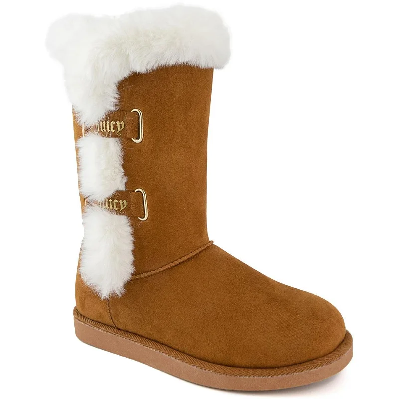 Juicy Couture Womens Koded Faux Suede Slip On Winter & Snow Boots