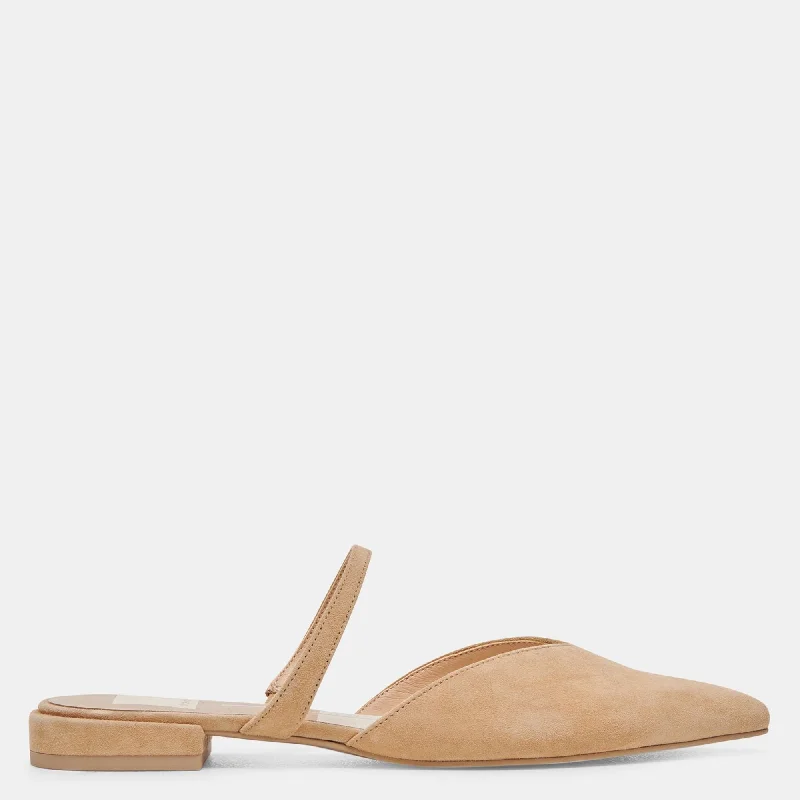 Kanika Wide Flats Tan Suede