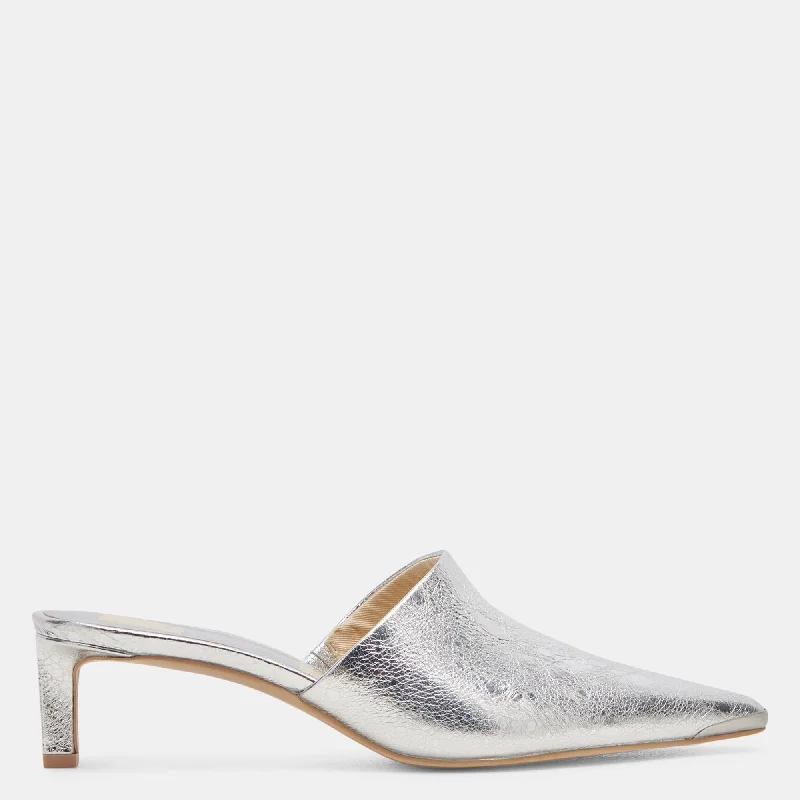 Lexy Heels Silver Distressed Leather