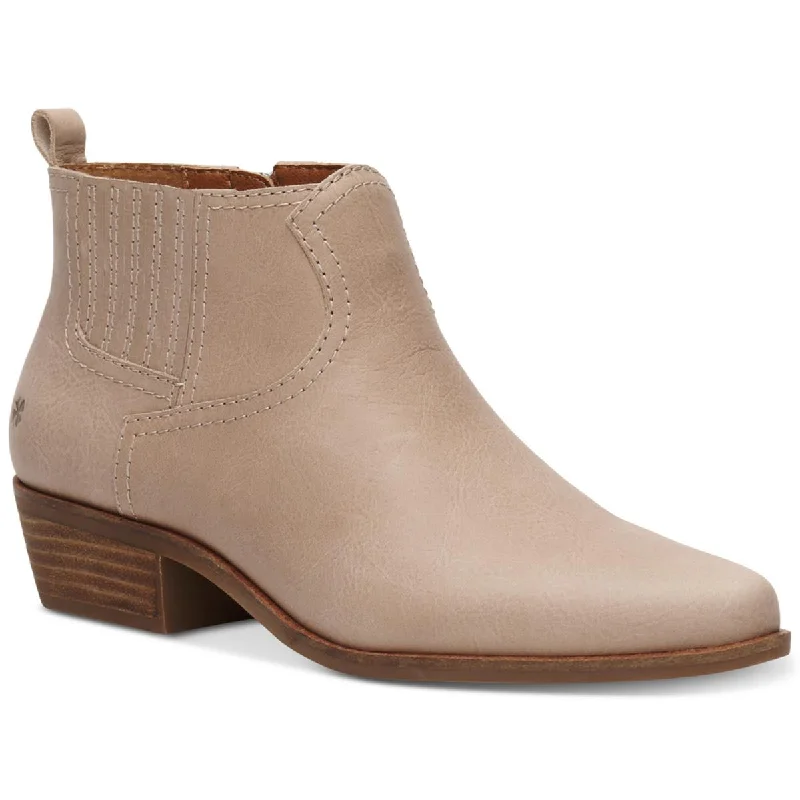 Lucky Brand Womens Hikalli Leather Stacked Heel Ankle Boots