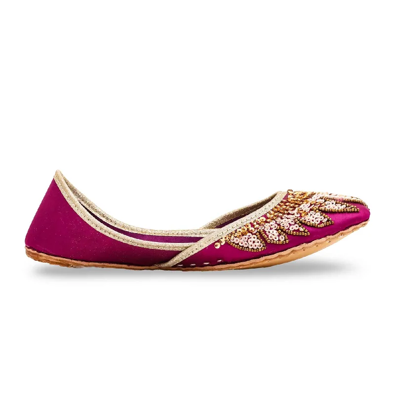 Magenta Fancy Khusa EC8373 Metallic Trim Shoe Design  