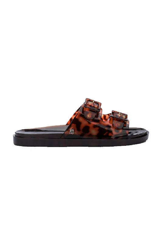 Melissa Wide Sandals In Brown Tortoise