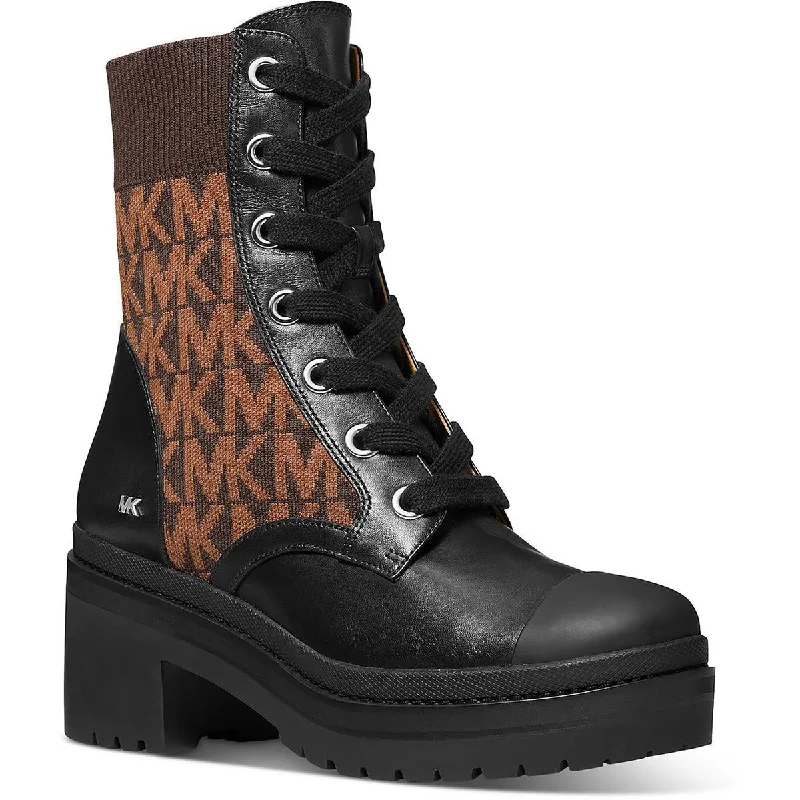 MICHAEL Michael Kors Womens Brea Leather Lace-Up Booties