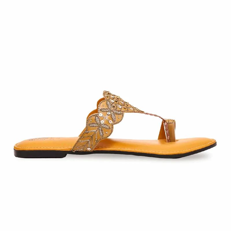 Mustard Ethnic Chappal EC0177 Rubber - Sole Plimsoll Look  