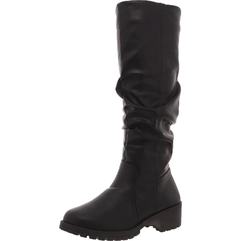 Olivia Miller Womens Faux Leather Round toe Mid-Calf Boots