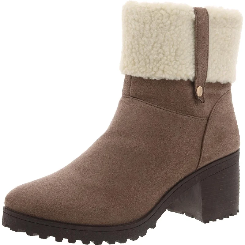 Olivia Miller Womens Faux Suede Faux Fur Shearling Boots