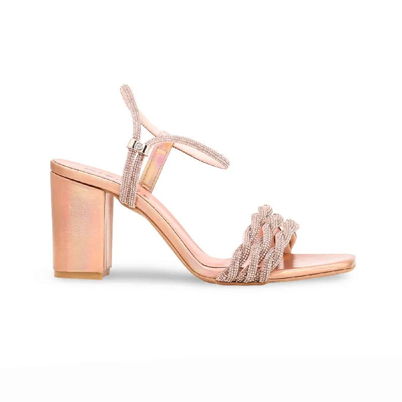 Peach Fancy Sandal FN5907 Quilted Shoe Design  