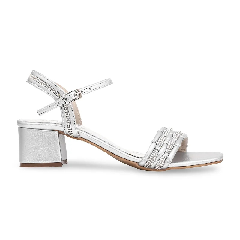Silver Fancy Sandal FN5831 Zip - Up Boot Style  