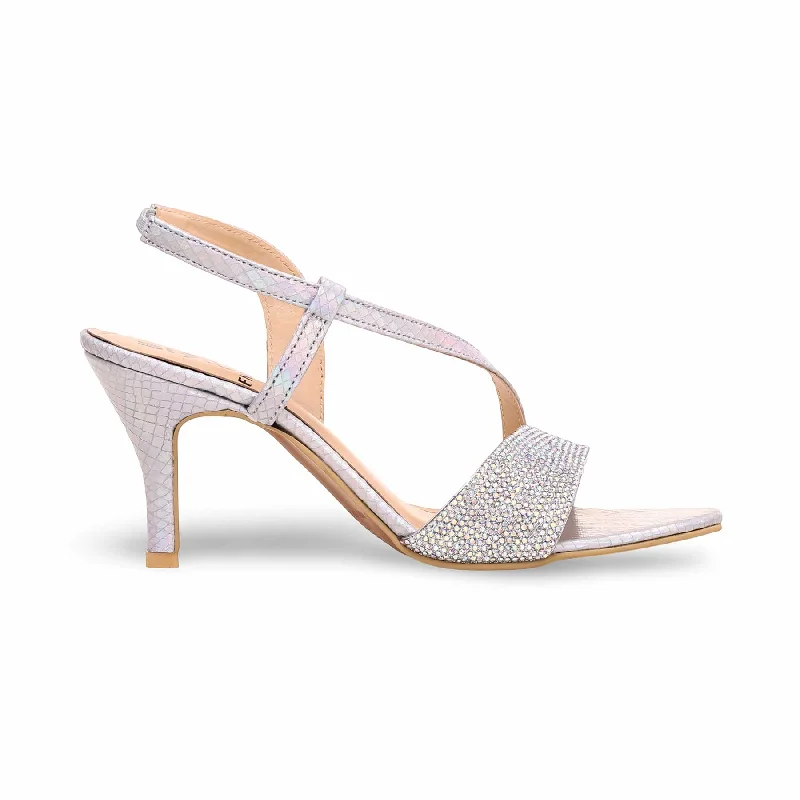 Silver Fancy Sandal FN5893 Distressed Leather Shoe Style  