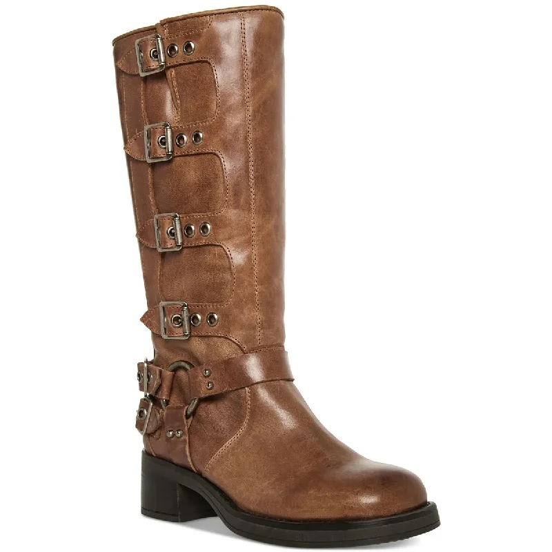 Steve Madden Womens Brocks Leather Moto Mid-Calf Boots