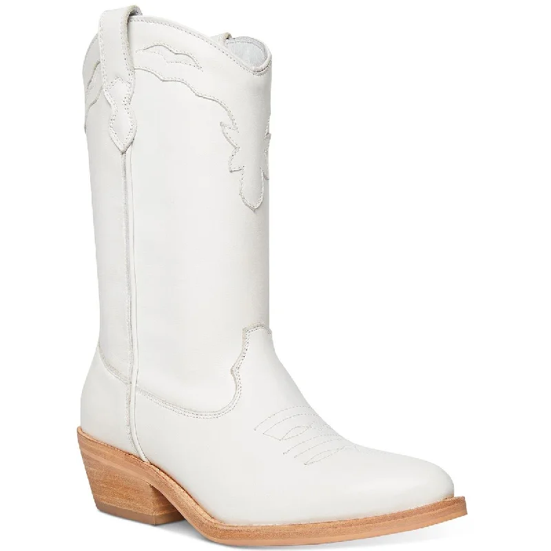 Steve Madden Womens Laredo Embroidered Leather Cowboy, Western Boots