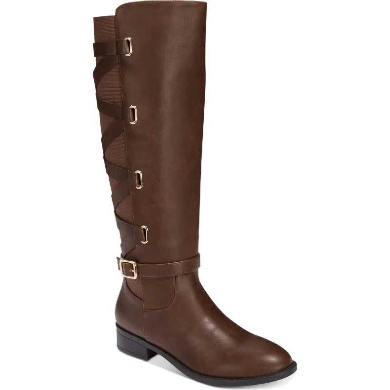 Thalia Sodi Womens Veronika Faux Leather Riding Knee-High Boots