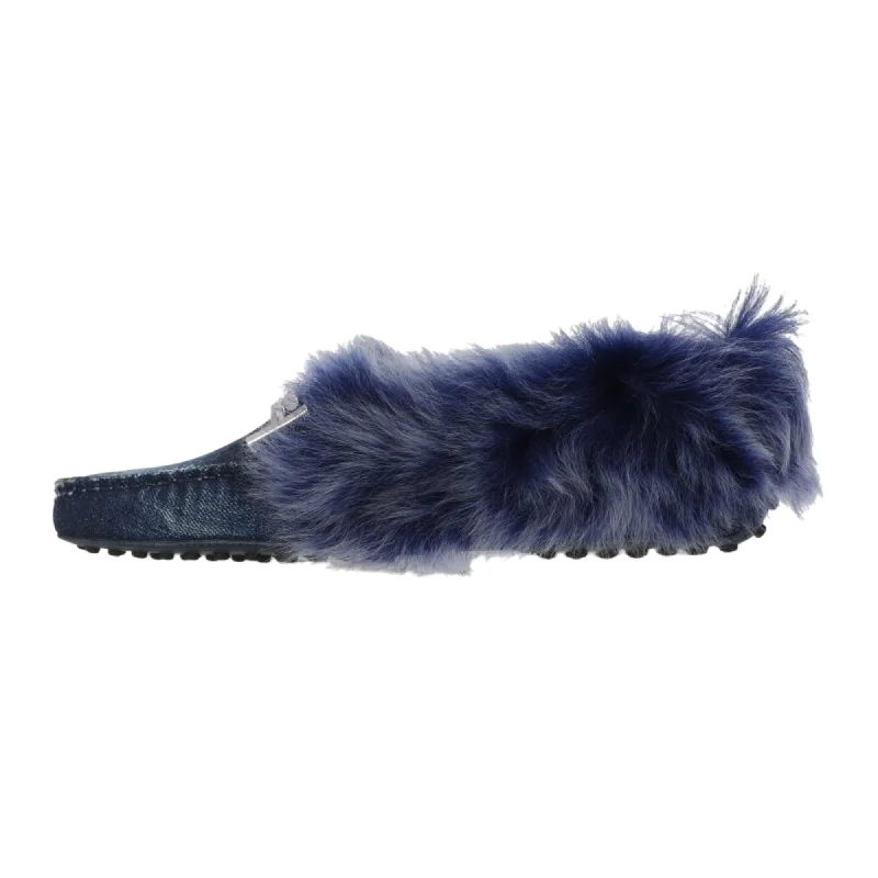 Tod's Gommini Maxi Fur-Lined Denim Loafers