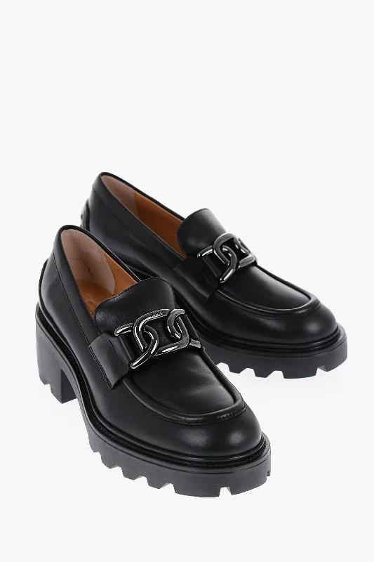 Tod's Leather Bit Loafers With Chain 6Cm