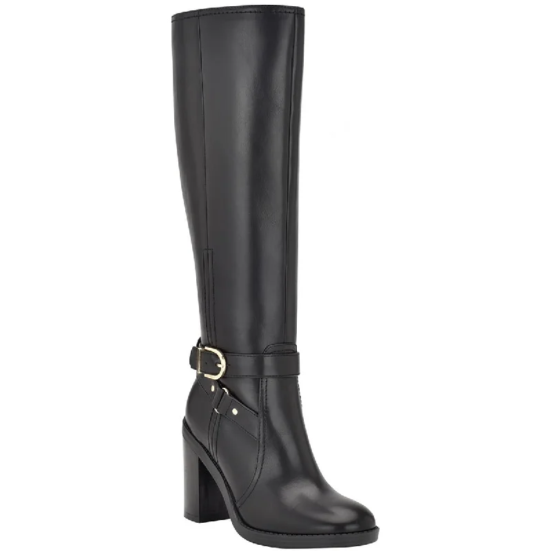 Tommy Hilfiger Womens Opahle  Faux Leahter Zipper Knee-High Boots