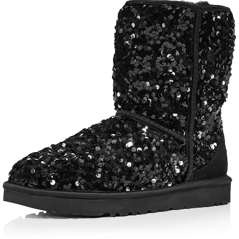 Ugg Womens Classic Short Sequined Cozy Mid-Calf Boots