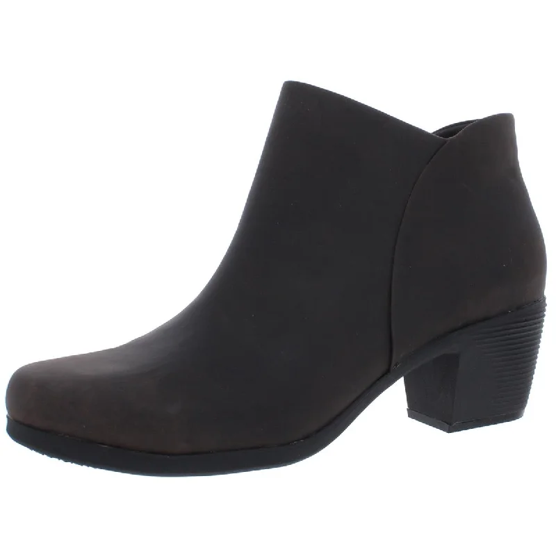 Unstructured by Clarks Womens Un Lindel Leather Stacked Heel Ankle Boots