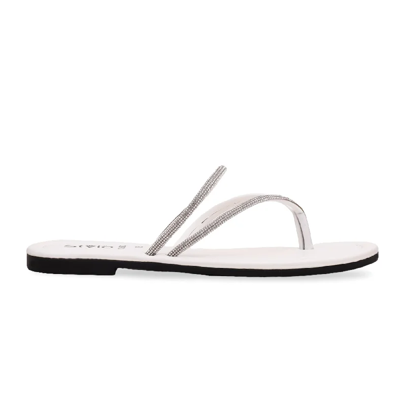 White Casual Chappal CL1600 Slide Sandal Beach Style  