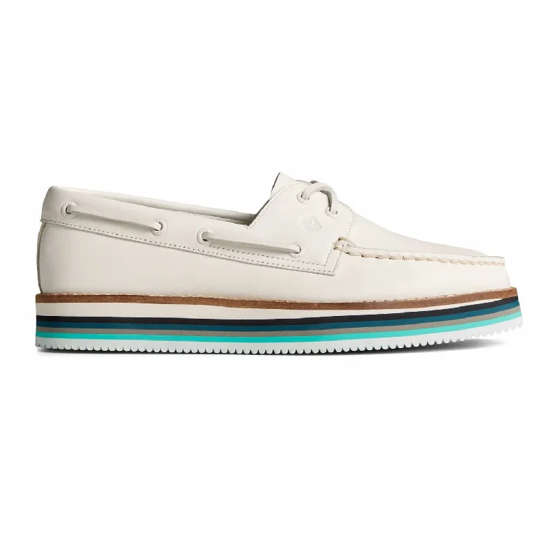 Women's Authentic Original Stacked Boat Shoe In White