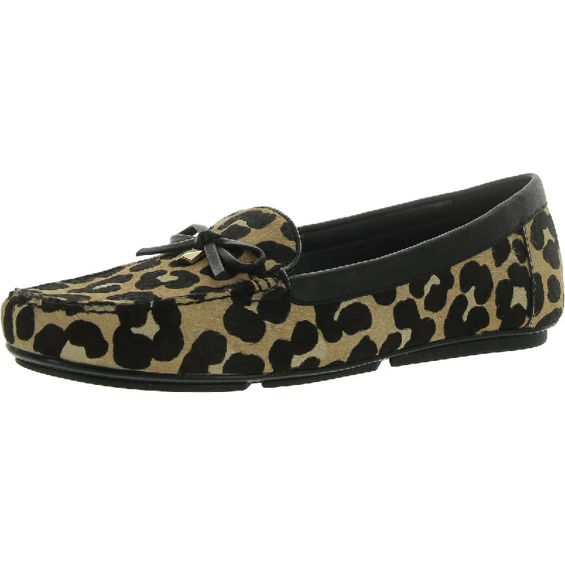 Womens Calf Hair Animal Print Loafers