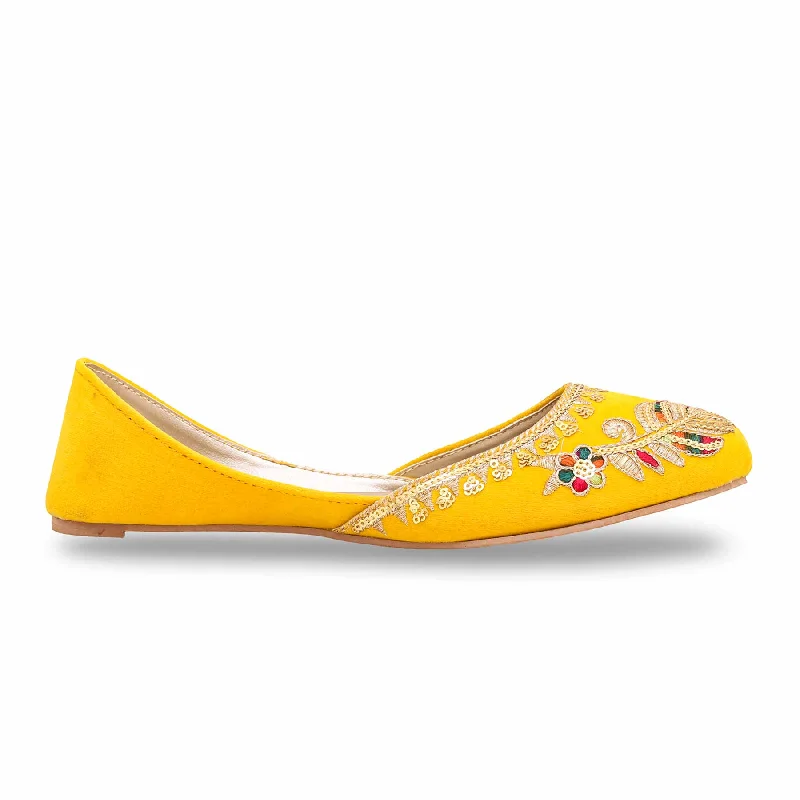 Yellow Fancy Khusa EC8439 Edwardian Shoe Look  
