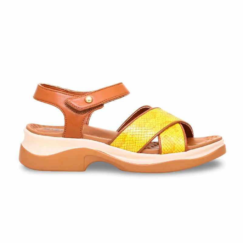 Yellow Formal Sandal PU0331 Memory - Foam Slipper Look  