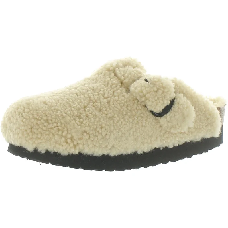 Boston Big Buckle Womens Shearling French Terry Slide Slippers