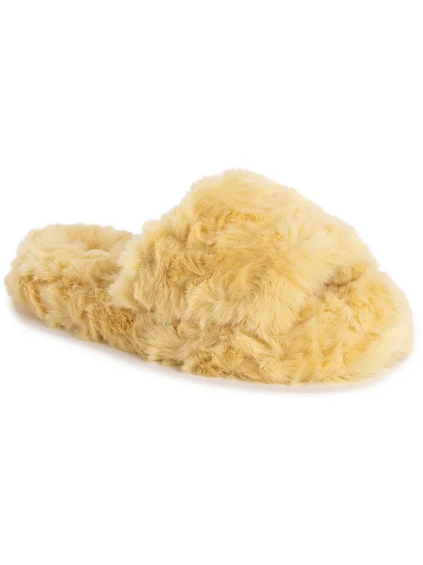 Orla Womens Faux Fur Slip On Slide Slippers