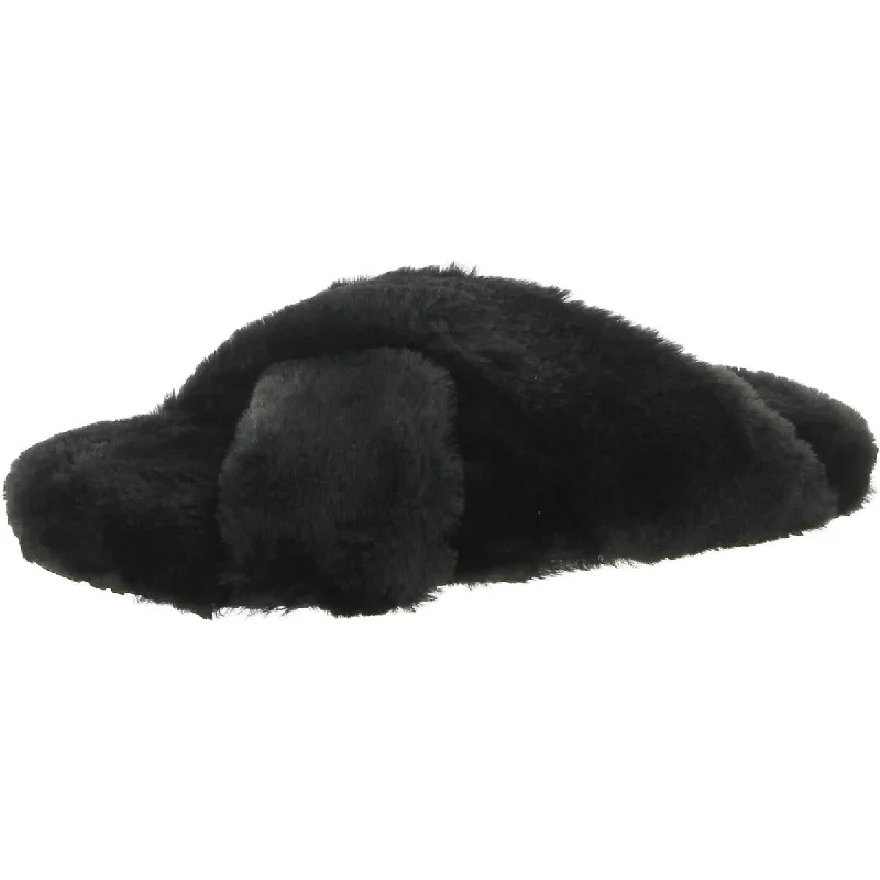 Susie Womens Fluffy Slip On Slide Slippers