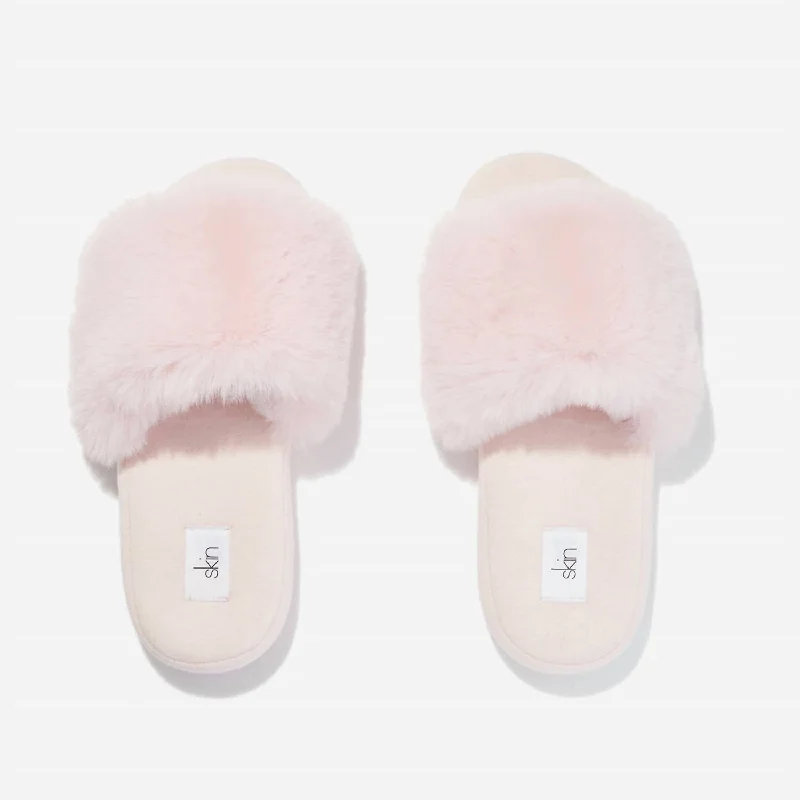 Whitley Plush Slides In Pearl Pink