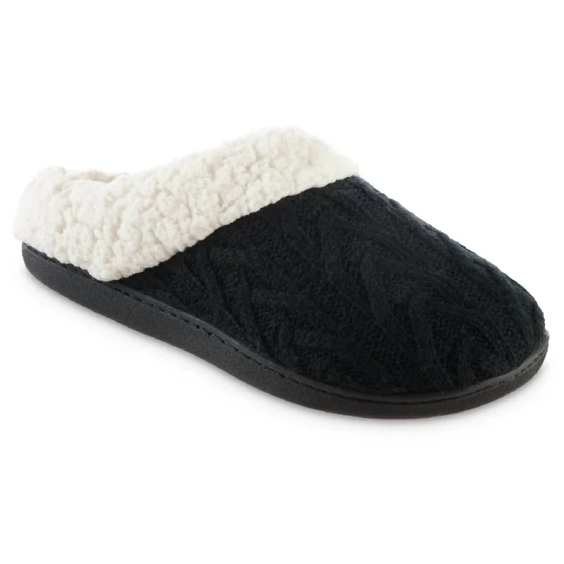 Women's Cable Knit Alexis Hoodback Slippers In Black