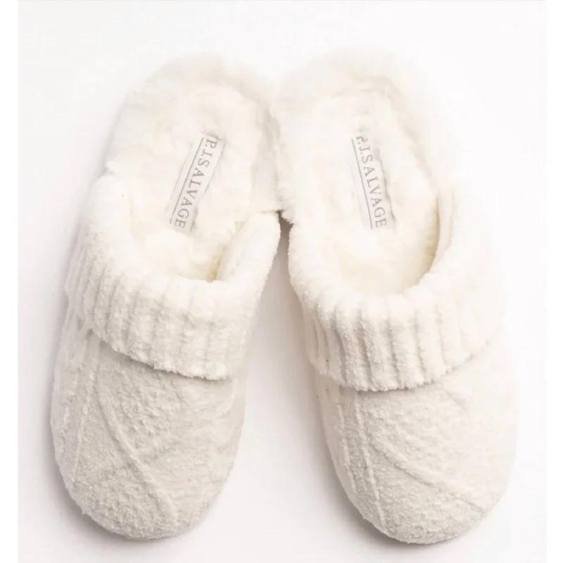 Women's Cable Knit Slides In Ivory