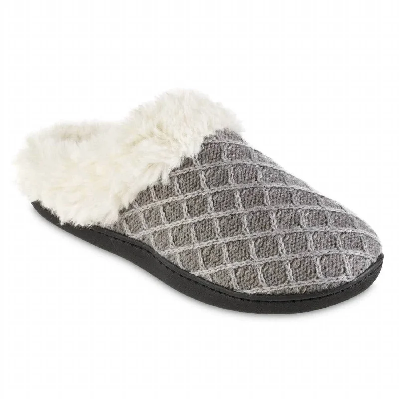 Women's Diamond Sweater Knit Hoodback Slipper In Light Gray