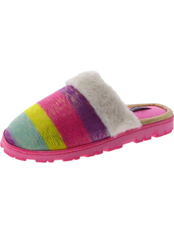 Womens Faux Fur Round toe Slide Slippers