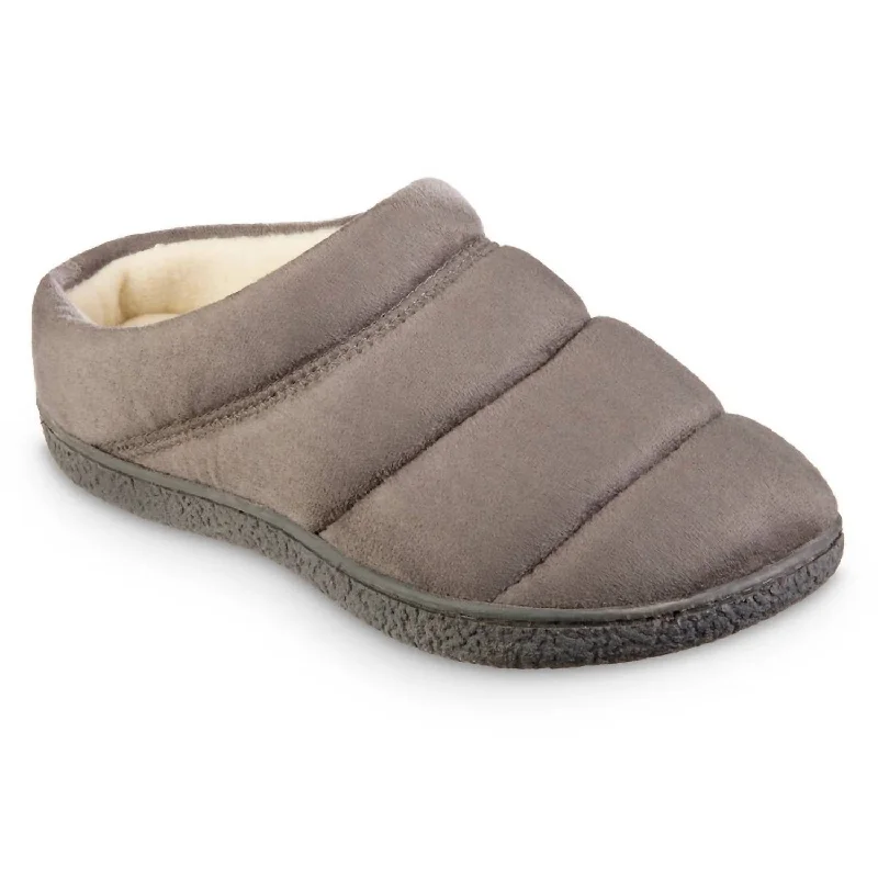 Women's Recycled Microsuede Puffer Clog Slipper In Ash