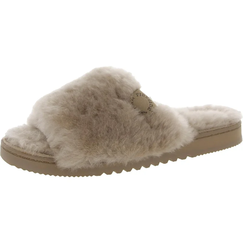 Womens Shearling Slip On Slide Slippers