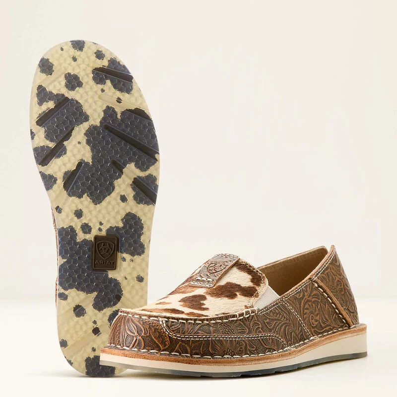 Ariat Ladies Cruiser Tan Floral Emboss Tan and White Brindle - 10053680 Loose - Fit Slipper Style  
