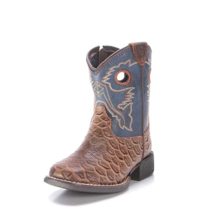 Ariat Toddler Boys Fish Print Cowboy Boots A441000202 Metallic Trim Shoe Design  