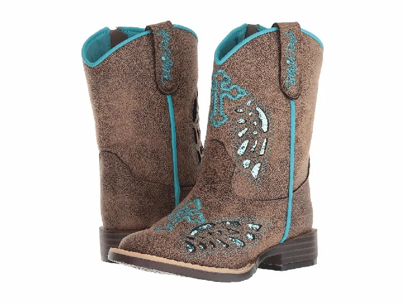 Blazin Roxx Girl's Turquoise Glitter Gracie Boot - Tan 443000591 Neon - Accent Sneaker Look  