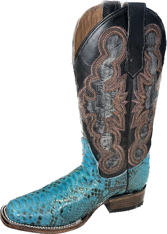 Circle G Ladies Blue Python Western Boots L6046 Upcycled Shoe Look  