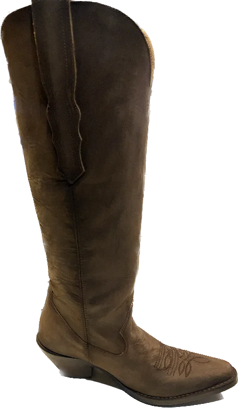 Circle G Ladies Brown Tall Top Boot - Q7029 Wingtip Oxford Design 