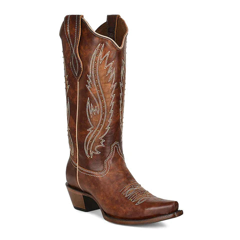 Circle G Ladies Tan Embroidery & Studs Snip Toe Boot L2068 Tech - Inspired Sneaker Look  