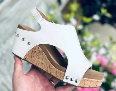 Corky's Footware Carley White Smooth Sandal 30-5316-WTSO-Q Elastic - Sided Chelsea Look  