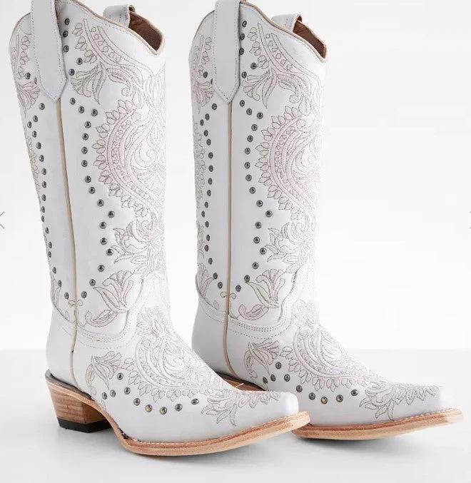 Corral Ladies White Studded Western Boots L6063 Sustainable Shoe Design  
