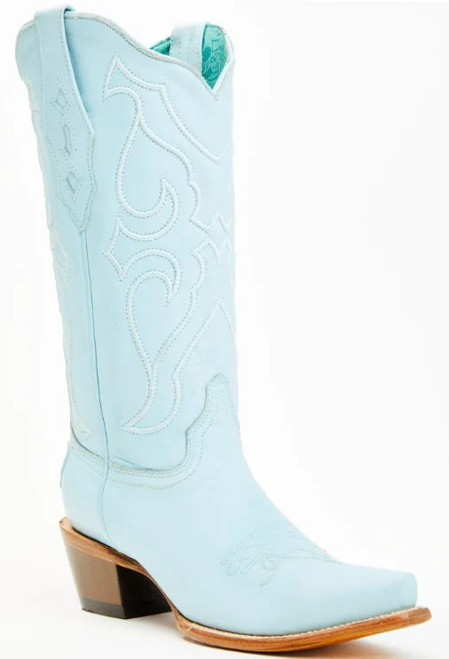 Corral Ladies Baby Blue Embroidery Boot-Z5253 Leather Driving Shoe Style  