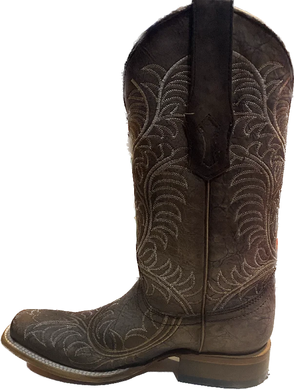 Corral Ladies Brown Pattern Embroidery Square Toe Boot Z5257 Comfortable Derby Style  