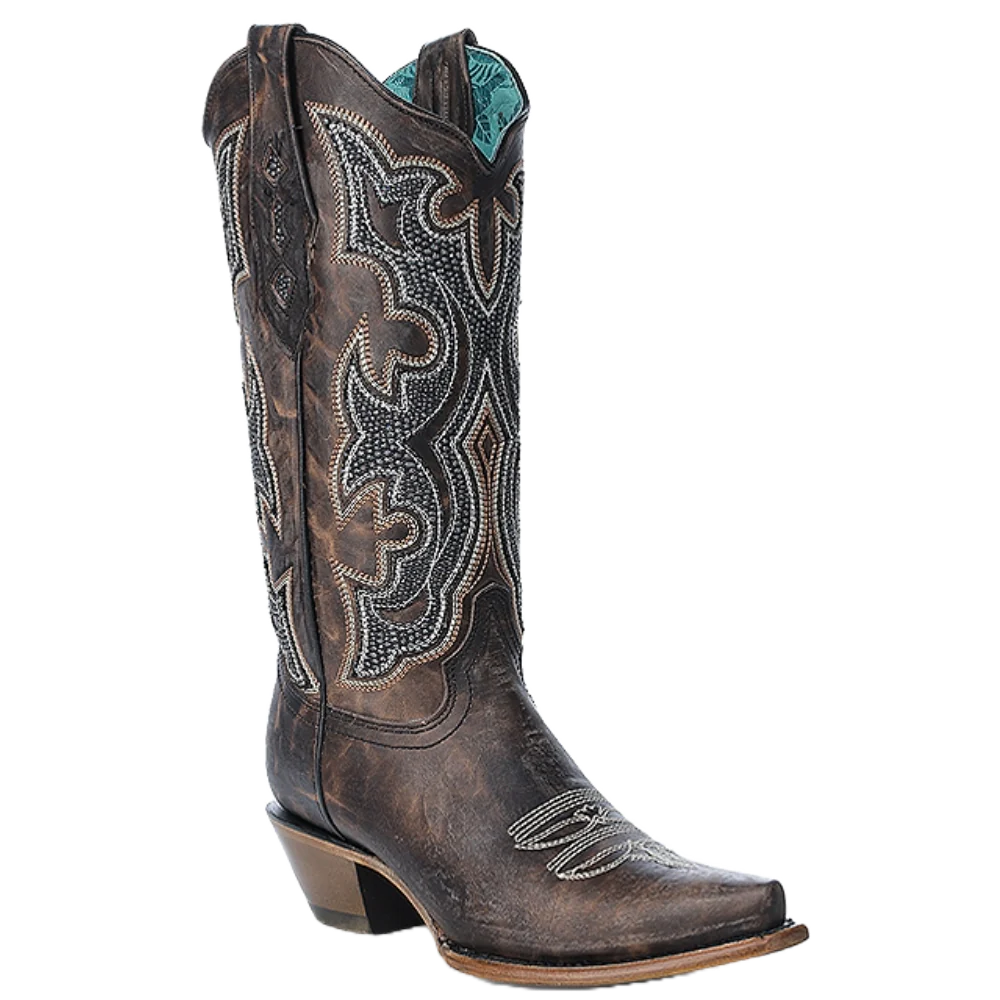 Corral Ladies Embroidery & Overlay Brown Western Boots Z5289 Hip - Hop Sneaker Style  