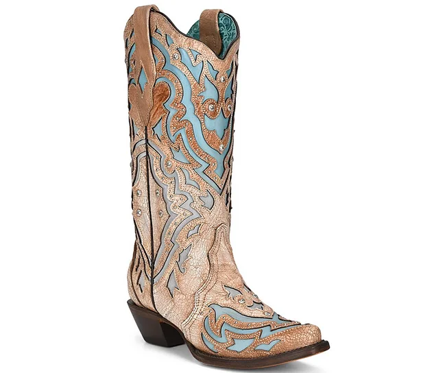 Corral Ladies Inlay/Stud Iridescent Collection A4270 Quilted Shoe Design  