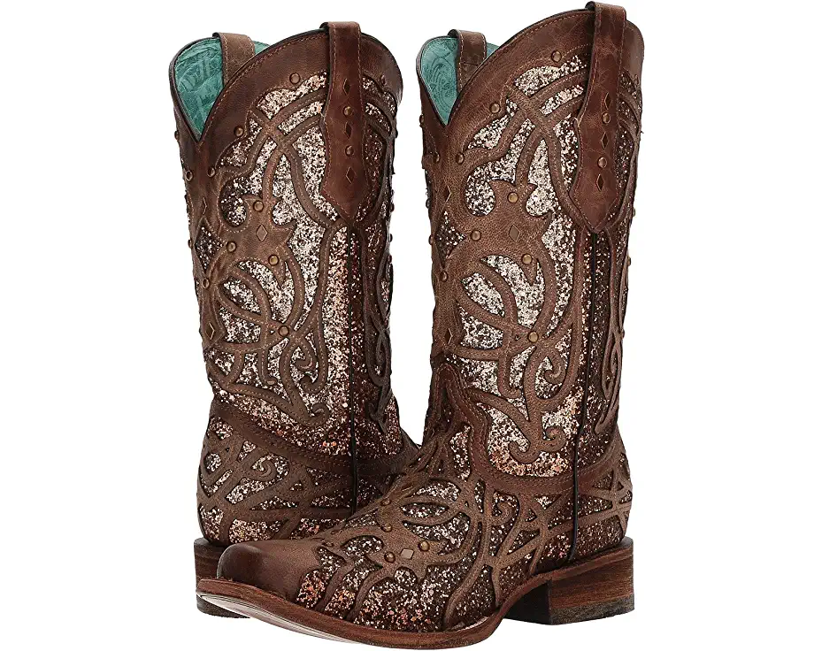 Corral Ladies Marsha Square Toe Boot C3275 Two - Tone Shoe Design  