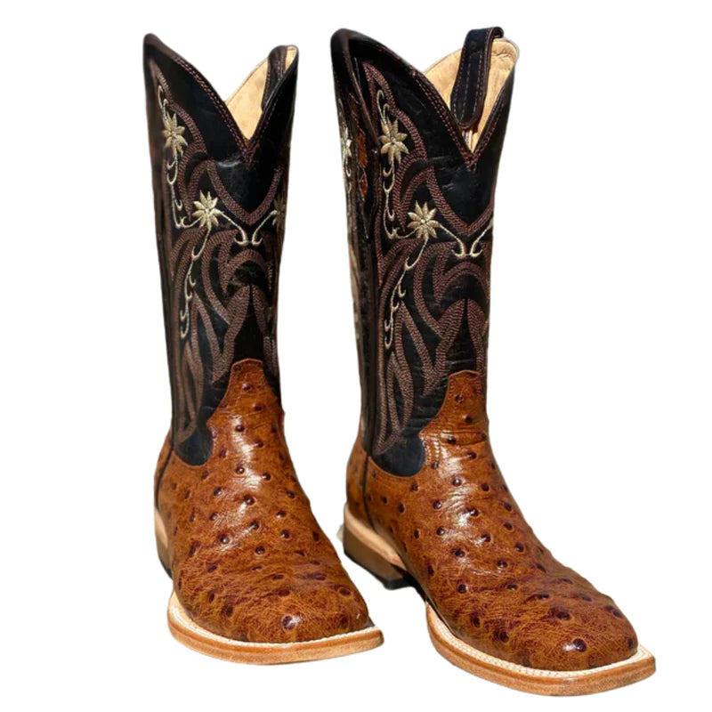Cowtown Ladies Ostrich Print Boots Q464 Business Monk Strap Style  